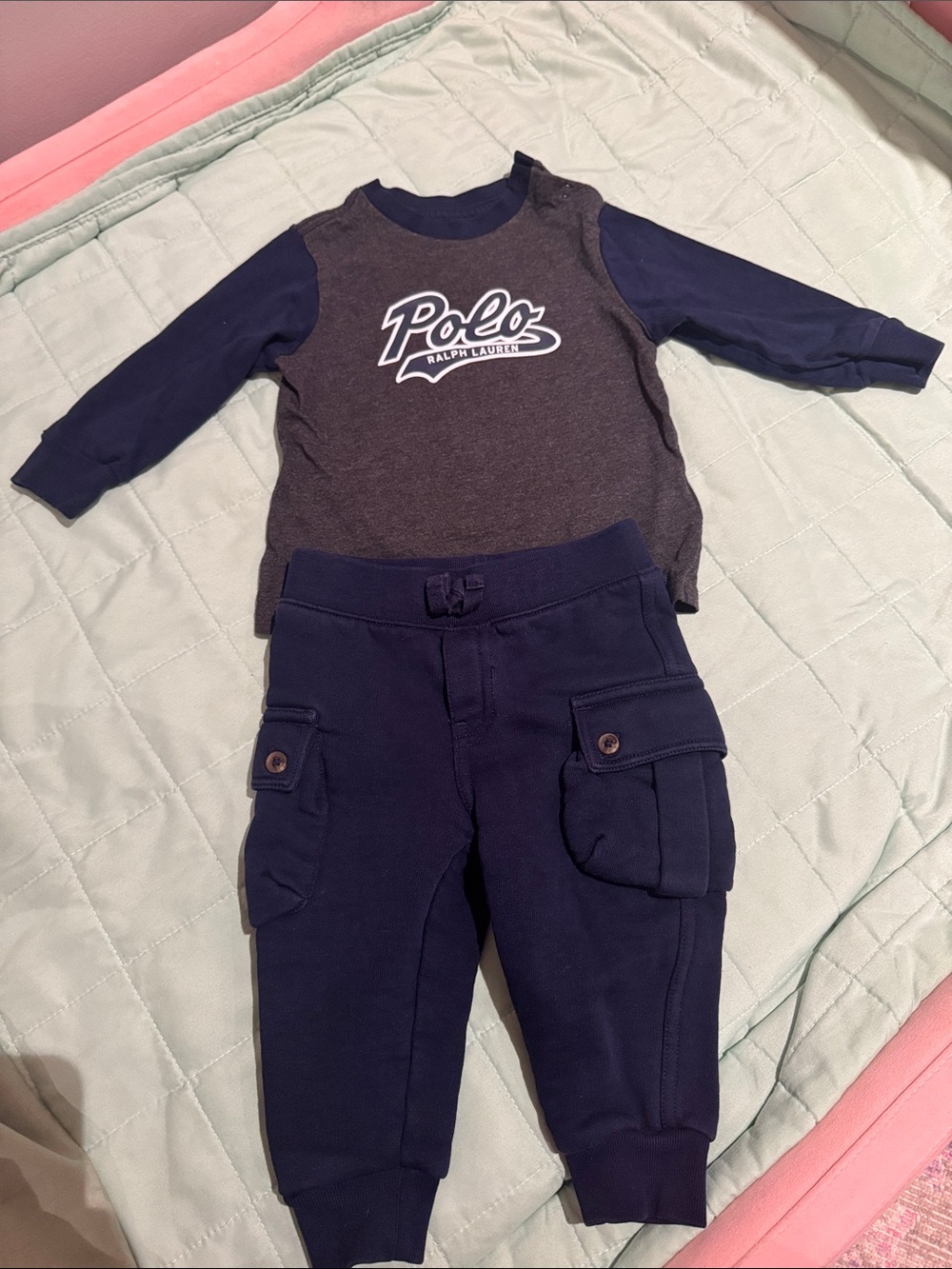 Polo by Ralph Lauren Navy & Gray Jogger Set